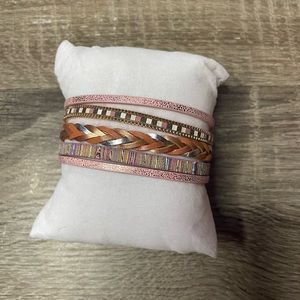 Western pink and brown bracelet stack